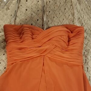 David's Bridal Strapless Orange Dress